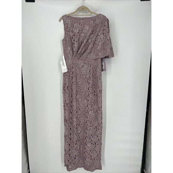 JS Collections Womens Size 4 Purple Arabella Lace Sequin Formal Long Gown Dress - Picture 5 of 16